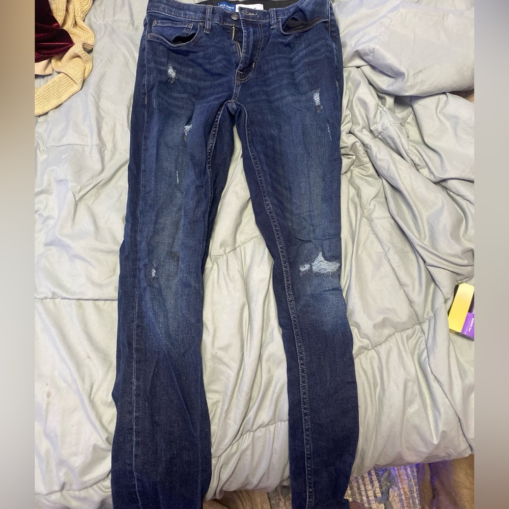 Dark Blue Distressed Jeans